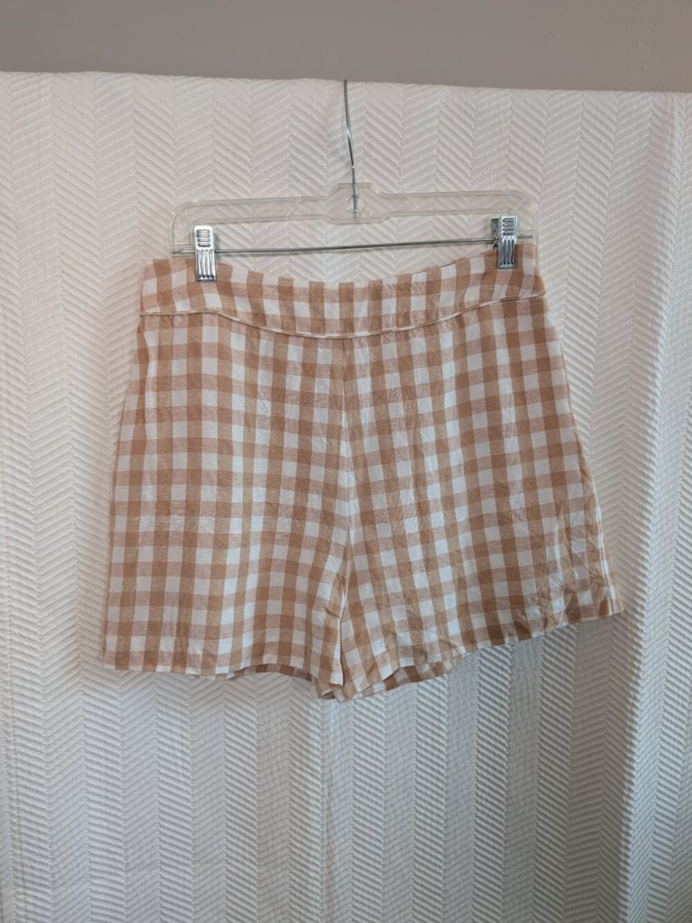 Ever New Gingham Shorts Linen Blend High Waist Size 8 Resort Festival Summer - Picture 3 of 10